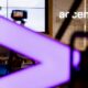 A photo at an Accenture office with the logo in prominent feature.
